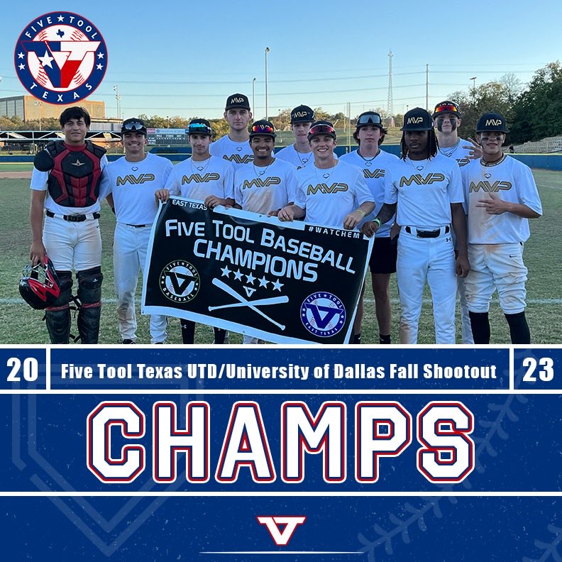 ✭Five Tool Texas✭ (@fivetooltexas) on Twitter photo 🏆CHAMPIONS🏆
Congrats to @Mvpbaseballntx Scout on winning the 17u/18u Open Division of the <a href="/FiveTool/">Five Tool Baseball</a> UTD/University of Dallas Fall Shootout!
#WatchEm 🏆CHAMPIONS🏆
Congrats to @Mvpbaseballntx Scout on winning the 17u/18u Open Division of the <a href="/FiveTool/">Five Tool Baseball</a> UTD/University of Dallas Fall Shootout!
#WatchEm