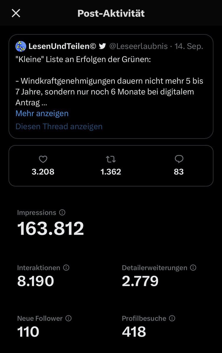 Über 163.000 haben es gesehen. 

Nur 1.362 haben es geteilt. 

Das Ergebnis dieser Faulheit im Teilen ist, dass die AfD in zwei Bundesländern zweitstärkste Partei wurde. 

Alle, die hier nicht geteilt haben, haben der AfD zum Sieg verholfen. 

Ich bin maßlos enttäuscht von meinen