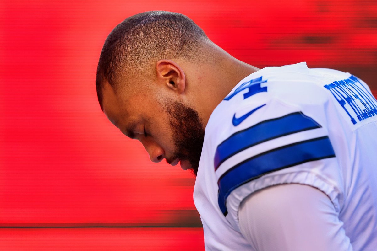 SoCaliSteph's tweet photo. After losing to the 49ers, Dak Prescott threw his helmet in disgust and it was intercepted… https://t.co/OcRjZP9eDY