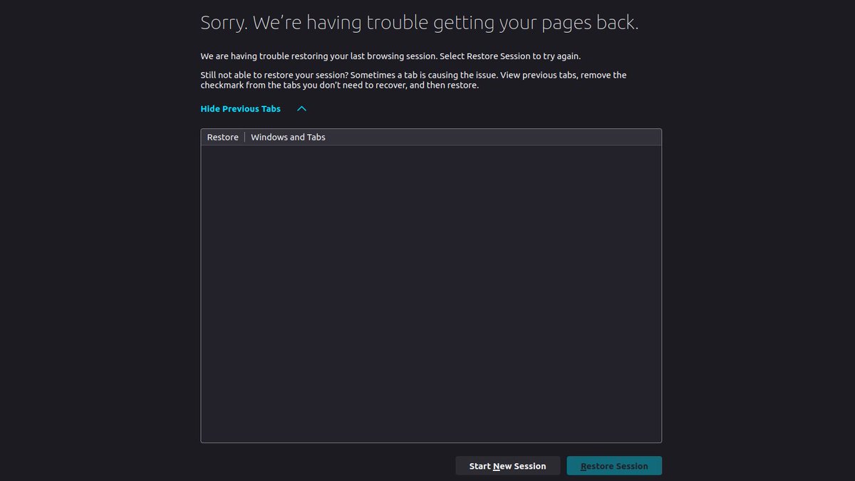 An0nAKn0wledge's tweet photo. Well, all 600+ of my tabs crashed and won't restore. #FMLife https://t.co/MKEAclGR5I