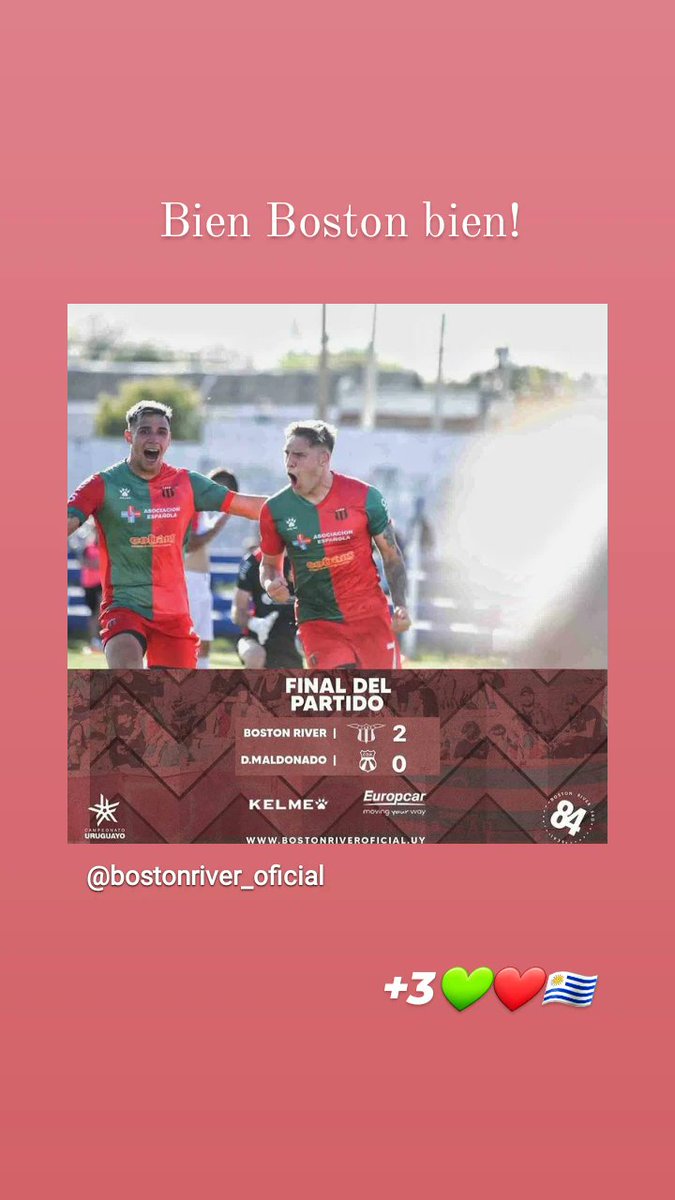 Bien Boston bien!!!
💚❤🇺🇾
<a href="/bostonriver/">BOSTON RIVER</a> <a href="/bostonriversad/">BostonRiver</a> @CampeonatoAUF <a href="/santi_silva99/">Santi Silva</a>