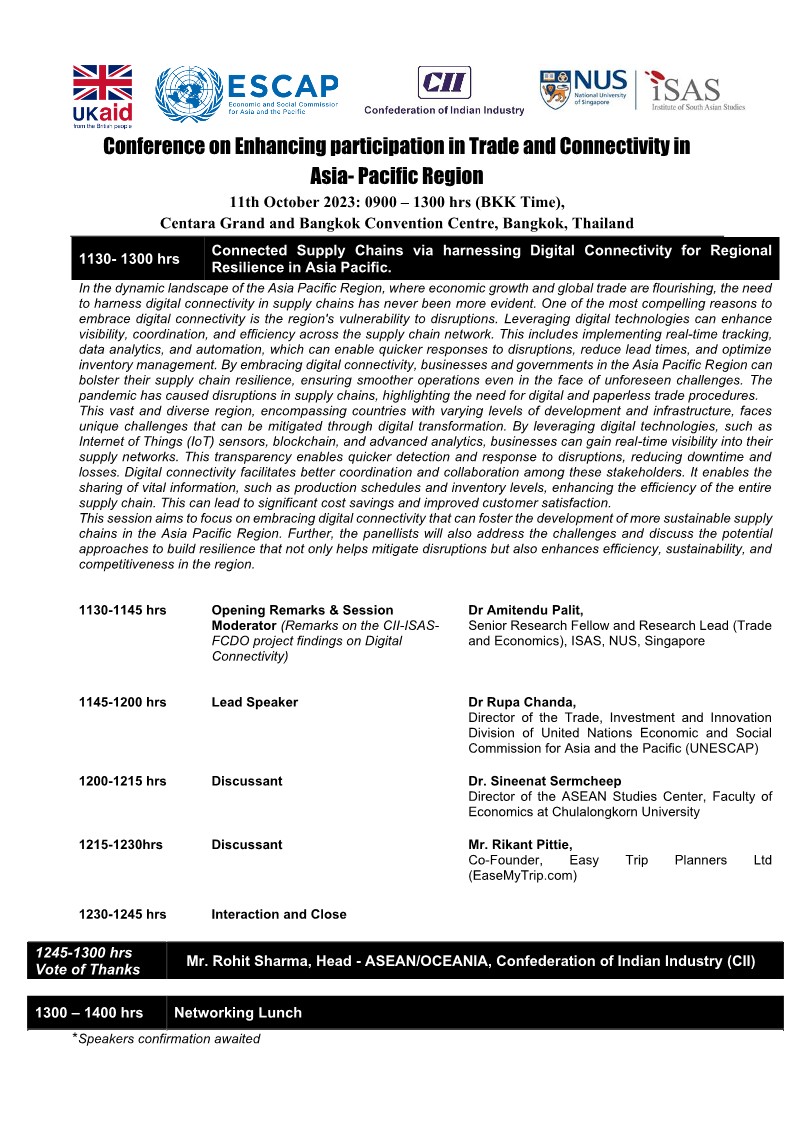 ITDLive's tweet photo. Upcoming event!!
 "Enhancing Participation in Trade and Connectivity in Asia-Pacific." This event will take place on October 11th from 9 am to 1 pm in Bangkok at Centara Grand and Bangkok Convention Centre, Bangkok, Thailand.
https://t.co/oVERxOuKvB https://t.co/UgrH6DcRiO