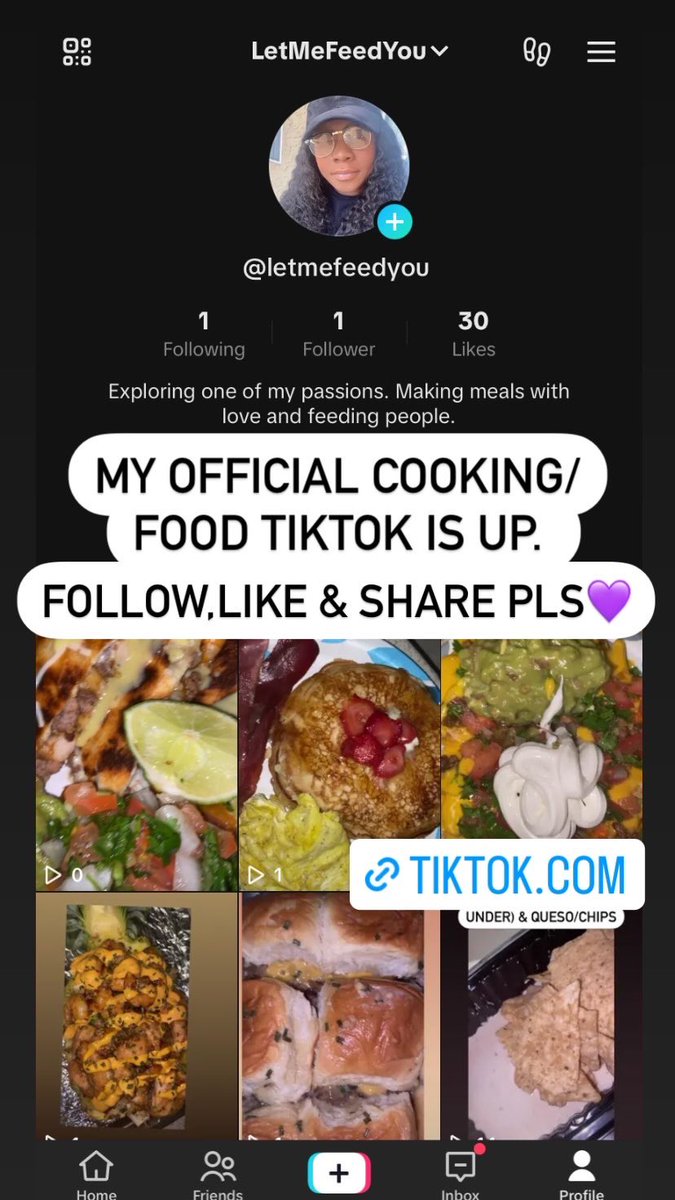 shaunymcfly's tweet photo. finally created my food/cooking TikTok. FOLLOW, LIKE, &amp; SHARE PLS💜 #letmefeedyou https://t.co/flt4AxVhE1 https://t.co/zHWDeYiRkK