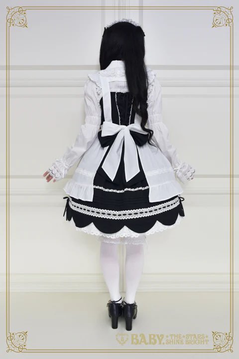 BABY THE STARS ハートエプロン 黒白 ロリータ 甘ロリ BABY,THE STARS