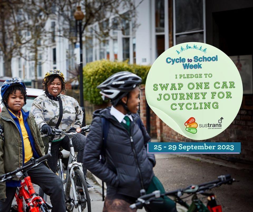 Swapping to pedal power for just one journey can save 2.5kg of CO2 emissions. 200 Car Free days could save half a tonne! Will you join in with your community across Leicester and our friends at Sustrans &amp; swop one car journey for cycling this week? 👍🚴‍♀️🚴
bikeability.org.uk/cycletoschoolw…