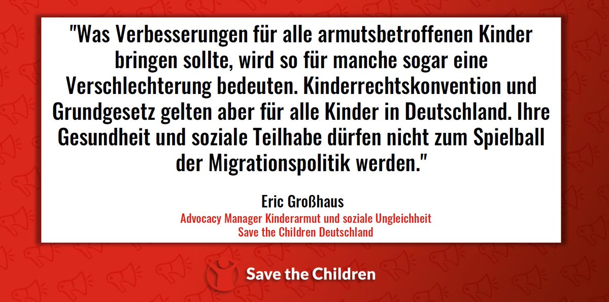 PRESSEMITTEILUNG: Zusammen mit 22 Organisationen fordern wir die #Regierungskoalition auf, den Vorgaben aus der UN-Kinderrechtskonvention gerecht zu werden und alle in Deutschland lebenden Kinder in die #Kindergrundsicherung aufzunehmen.

➡️savethechildren.de/fileadmin/user…