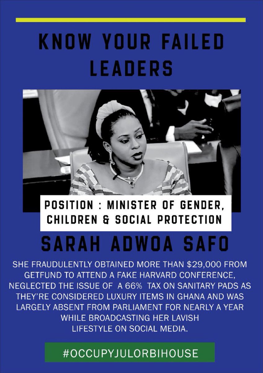 Good Morning. This morning we have Adwoa Safo on the table. Any Message for her ? 
#OccupyJulorbiHouse