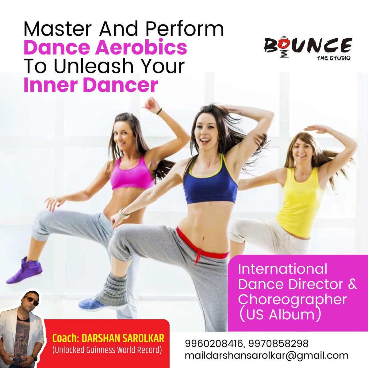 Master and perform dance aerobics to unleash your inner dancer
International Dance Director & Choreographer (US Album)
Coach: DARSHAN SAROLKAR (Unlocked Guinness World Record)
Call - 9960208416 / 9970858298
maildarshansarolkar@gmail.com
 #aerobicsclass #aerobicsinstructor  #dance