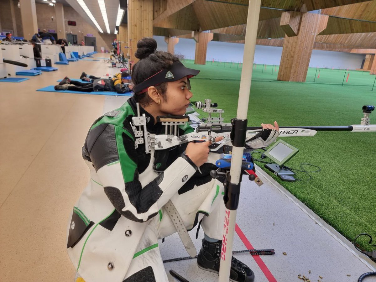 narendramodi's tweet photo. Our dedicated and talented 50m Rifle 3 Positions Women's Team has clinched a well-deserved Silver Medal in the Asian Games. They have demonstrated extraordinary talent. Congratulations to Sift Kaur Samra, Ashi Chouksey and Manini Kaushik. https://t.co/5HL6l9T8Fz