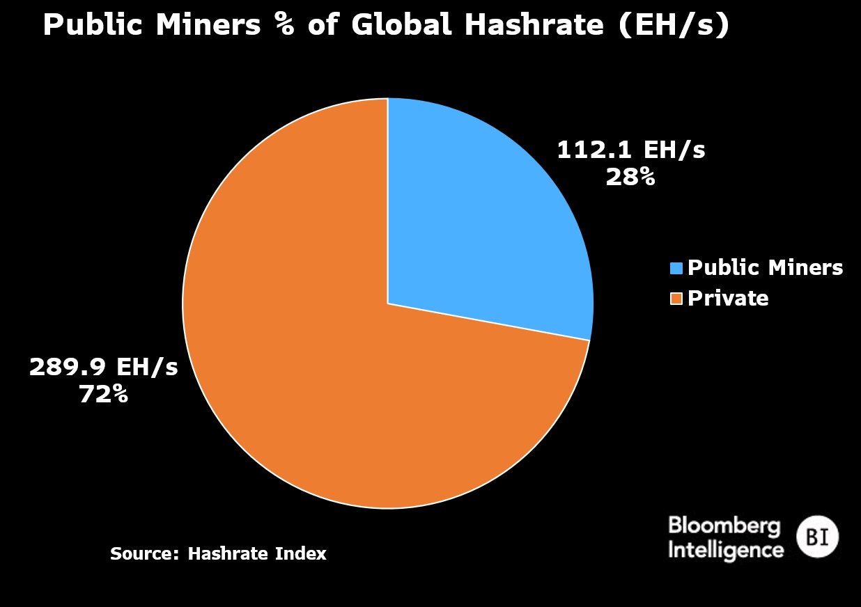 Public miners contribute only 28% to Bitcoins global hash rate, fueling decentralization debate