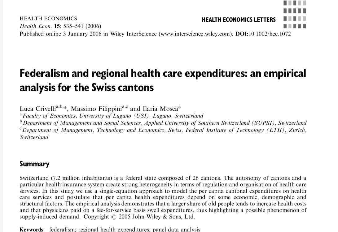 Yet another sharp increase in health insurance premiums in Switzerland! We need a reform! A possible measure mentioned in a paper in 2006:“..the Federal government may play a stronger role in organizing the health care system, e.g. by explicitly planning the number of physicians”