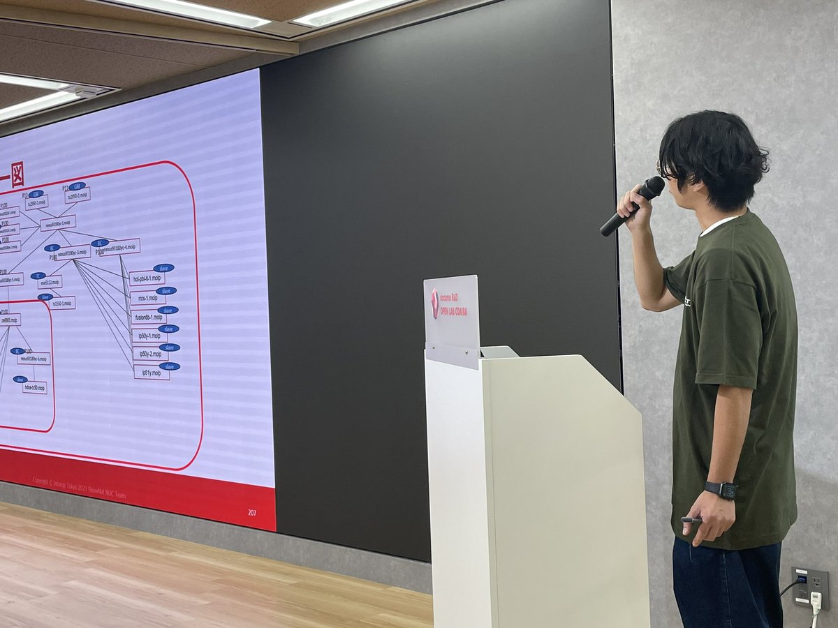 ShowNet_NOCTeam's tweet image. shownet.conf_2023も終盤に差し掛かりました。
いまはMedia over IPのセッション、NOC岩佐さんです。
2022年から映像や音声をIPで伝送する取り組みをしています。映像制作ネットワーク構築の勘所について紹介します
#shownet
#interop23
#shownetconf