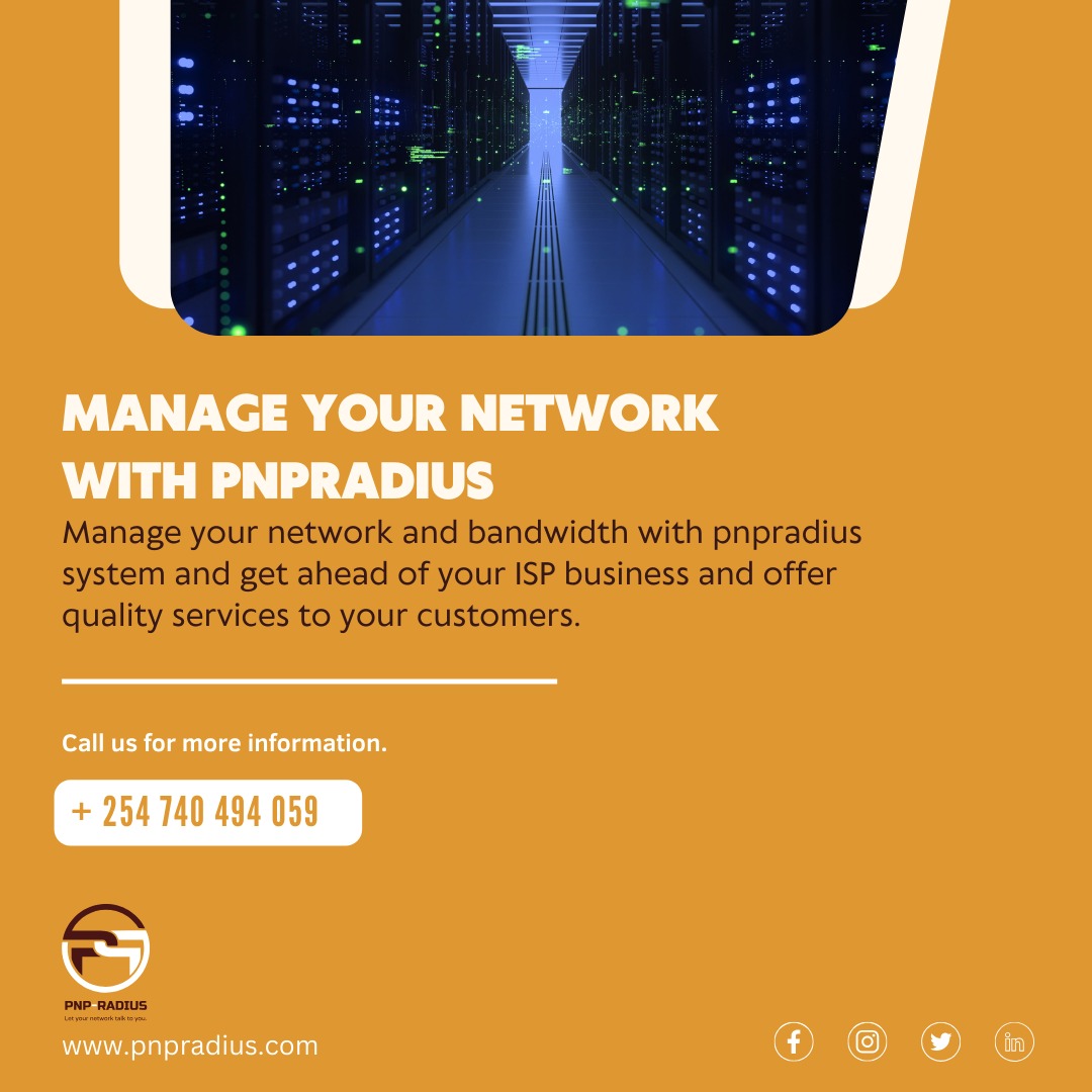 Pnpradius's tweet image. With the pnpradius system, you can effectively control your network and bandwidth to run your ISP business smoothly, provide uninterrupted high-quality services, and stay ahead in the industry.
Visit pnpradius.com
#NetworkManagement #BandwidthControl #PnpradiusSystem