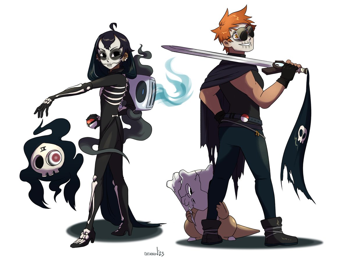 Some Pokemon crossover art I did a while ago and forgot to post. #Harrowhark and #GideonTheNinth as trainers!