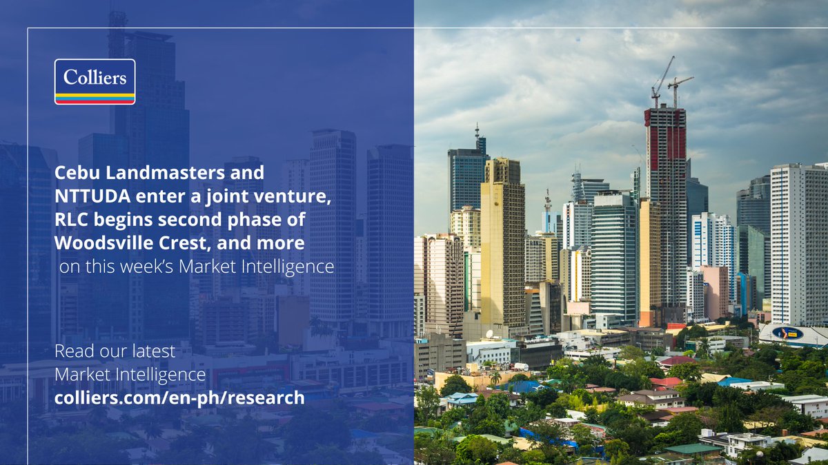 colliers_ph's tweet photo. Get to know breaking property news with insights from our research experts with this week’s issue of Market Intelligence. Click here to read more: https://t.co/Q2FqAEPv52. #ColliersPH #BeExperts #AcceleratingSuccess #Cebu #SamalIsland #Megaworld #Townships #Bacolod #Dagupan https://t.co/SWzR4dz9fv