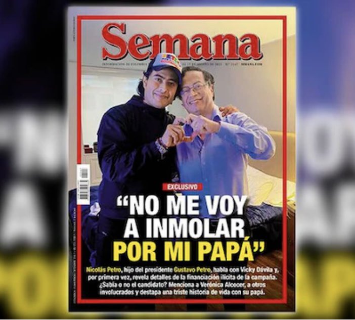 VickyDavilaH's tweet photo. INDICIOS GRAVES 

1- (Abril 2022) 
Ricardo Calderón destapa las visitas de Juan Fernando Petro y Danilo Rueda a La Picota en campaña.  Se confirmó que hablaron de “perdón social” con detenidos condenados por corrupción y hasta por masacres. Tal episodio fue bautizado como “el pacto de La Picota”. Paralelamente, se conocieron las vistas de Piedad Córdoba a los extraditables. La denuncia advertía que supuestamente se les ofrecía a los extraditables la no extradición.

2- (Junio 2022) 
SEMANA revela los  “petrovideos”, allí las fichas más importantes de la campaña de Petro comentaban en sus reuniones sobre las visitas de Juan Fernando Petro a La Picota en medio del escándalo y planeaban sancionar a Piedad Córdoba por el tema de los extraditables. Se mostraban preocupados por la reacción de EEUU.

3- (Enero 2023) 
SEMANA revela que narcos estaban pagando hasta un millón de dólares para entrar a la paz total y ser gestores de paz. El Gobierno Petro reconoció que la denuncia era cierta. 

4- (Marzo 2023) 
SEMANA revela testimonio de Day Vásquez, ex esposa de Nicolás Petro. La mujer destapó que el hijo del presidente recibió para la campaña de su papá ( Gustavo Petro) dinero del ex narco Santander Lopesierra, conocido como “El Hombre Malboro” y de Gabriel Hilsaca. Por lo menos, 1.000 millones de pesos, de los cuales se apropió. 

5-(Mayo 2023) 
en medio del escándalo revelado por SEMANA por el polígrafo y las chuzadas a la niñera de Laura Sarabia, y la extraña muerte del coronel Óscar Dávila, también SEMANA reveló explosivos audios del ex embajador Armando Benedetti. En ellos él le decía a Laura Sarabia que había conseguido 15.000 millones de pesos para la campaña de Petro. También le advertía que si él contaba quién había dado la plata “se hundirían todos”. 

6- (Julio 2023) 
Day Vásquez y Nicolás Petro fueron capturados y en el Búnker frente al juez y los fiscales, el hijo del presidente, aceptó que recibió una suma millonaria del ex narco Santander Lopesierra y de Gabriel Hilsaca. Más otros dineros. Dijo que el dinero era para la campaña de Petro y que una parte se la apropió y otra la metió a dicha campaña. Aseguró que su papá no tuvo conocimiento, pero que probablemente supo de otros aportes que entraron irregularmente. Quedó planteado que confesaría todo sobre 27 personas relacionadas con la campaña, la financiación de la misma  y el Gobierno.  La lista la encabezaba la primera dama Verónica Alcocer. 

7- (Septiembre 2023) Juan Fernando Petro, hermano del presidente, dijo en entrevista con la Nena Arrázola en Los Informantes que Petro obtuvo un millón de votos en zonas que no tenía, gracias  a su gestión en la cárcel. Luego trató de decir que no era cierto, pero el video que se vio en tv demostró que sí lo decía. 

8- (Agosto 2023) 
Ricardo Calderón revela en Noticias Caracol que un narco de Casanare (hoy recapturado y condenado) y su esposa, presuntamente participaron de la campaña de Petro en ese departamento. Hay videos de eventos y momentos clave. 

9- (Septiembre 2023) Ricardo Calderón de Noticias Caracol presenta audios de la esposa del narco (hoy capturado y condenado) con la persona que manejaba la campaña de Petro en Casanare. Se habla de dinero y es más que claro que la mujer participaba de la campaña. Hay otras pruebas. 

En el Gobierno, el presidente ha propuesto “acoger” a los narcos, sin extradición, en algunos casos se llegaría a cero pena, según expertos,  y legalizando un importante porcentaje de su capital. También está en marcha la paz total con los grupos crimínales más grandes del país dedicados al narcotráfico.