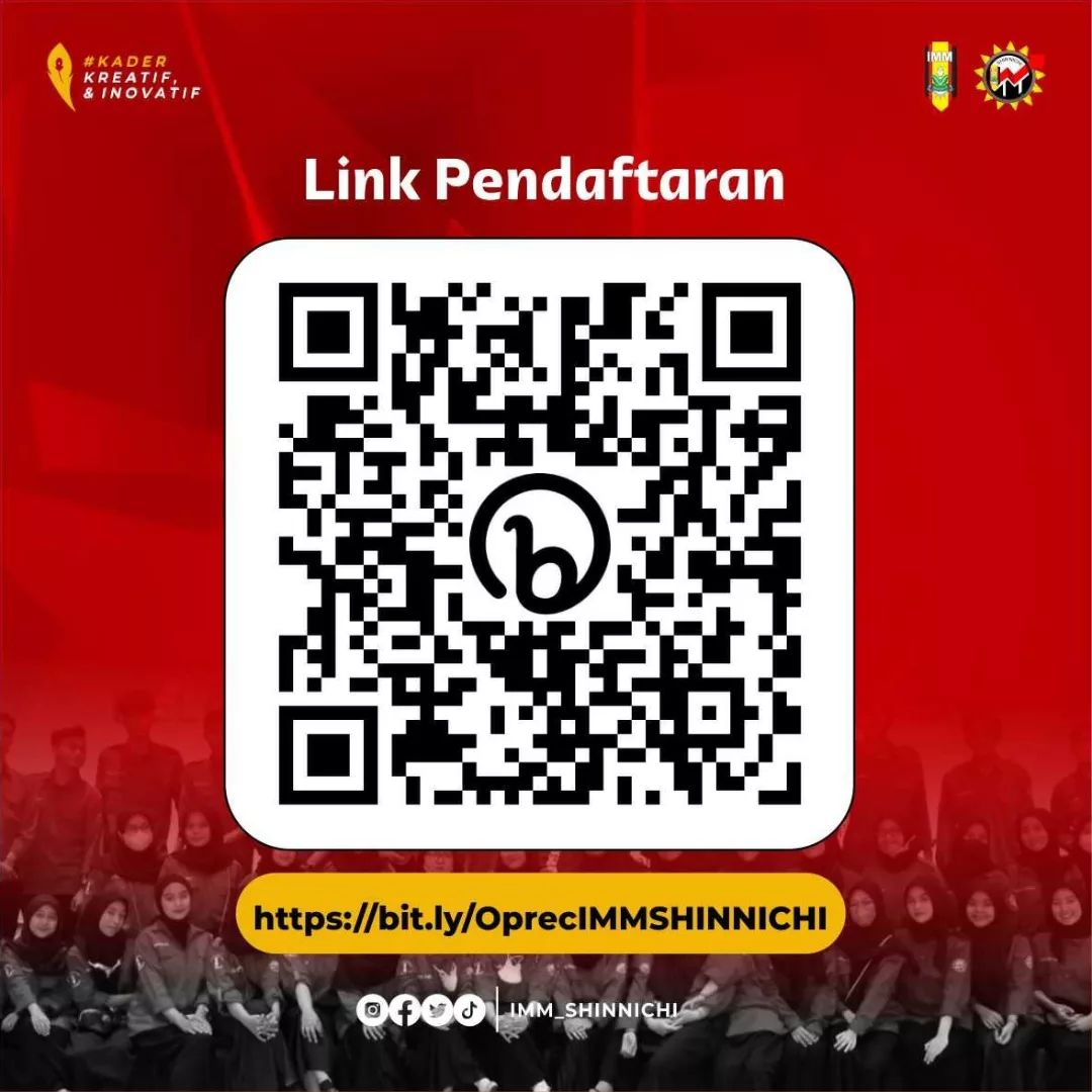 ImmShinnichi's tweet photo. !! OPEN RECRUITMENT IMM SHIN'NICHI !!

Segera daftarkan dirimu dan menjadi bagian dari Calon Kader IMM SHIN'NICHI !!

#oprecIMMSHINNICHI2023
#immshinnichi
#KREATIF
#INOVATIF https://t.co/zaEHKT91CW