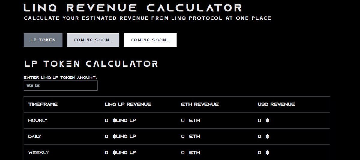 Mhizta_Paragon's tweet photo. I don't want to forget —
#LINQs Revenue-Calculator.

CALCULATE YOUR ESTIMATED REVENUE FROM LINQ PROTOCOL AT ONE PLACE.

This is easier right?? No stress to start confusing yourself with Maths and Profits Calculations. https://t.co/8ixHUbjiAU