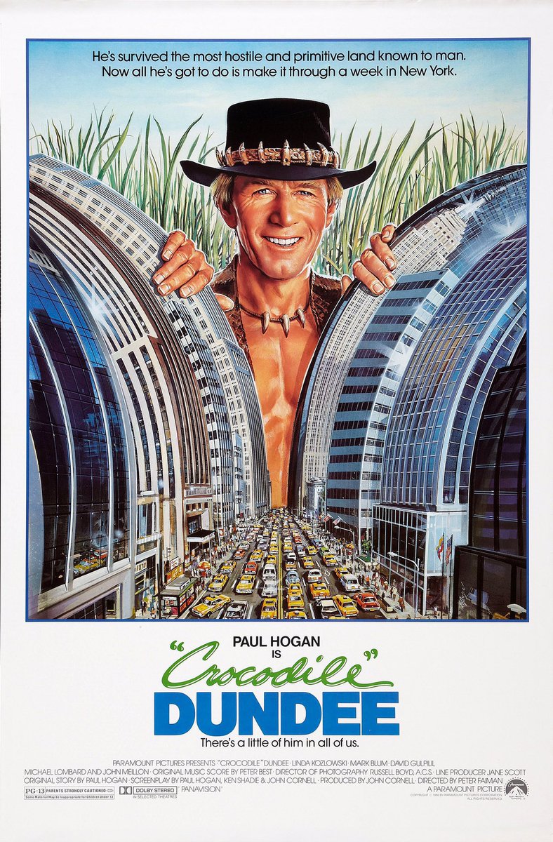 FilmNewsNos's tweet photo. 🎬MOVIE HISTORY: 37 years ago today, September 26, 1986, the movie ‘Crocodile Dundee’ opened in theaters!
#PaulHogan #LindaKozlowski #JohnMeillon #DavidGulpilil #MarkBlum #MichaelLombard #ReginaldVelJohnson #TerryGill #SteveRackman #GerrySkilton #PeterFaiman https://t.co/7kmGFHvPkU
