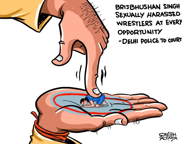 satishacharya's tweet photo. Brijbhushan Singh sexually harassed wrestlers at every opportunity -Delhi Police.  #BrijBhushanSharanSingh #WrestlersProtest https://t.co/sX2VLVozjg