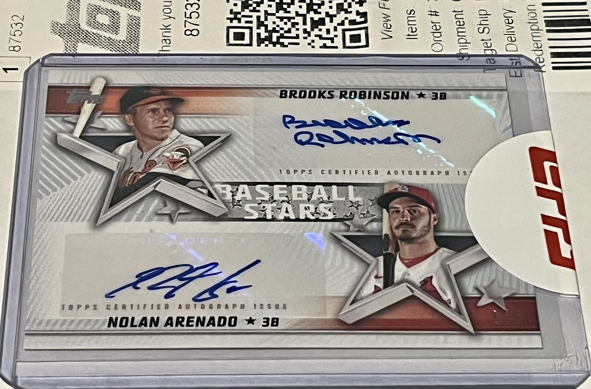 milehighbomber's tweet photo. My boys and I share a special bond over the game. A few years back they got into my old baseball cards. They were so curious, checking stats, asking questions. They learned of Brooks Robinson! Last summer we pulled a dual auto. It just arrived 2 weeks ago. TY &amp; RIP
Mr. Robinson https://t.co/J0CmBJJZp4