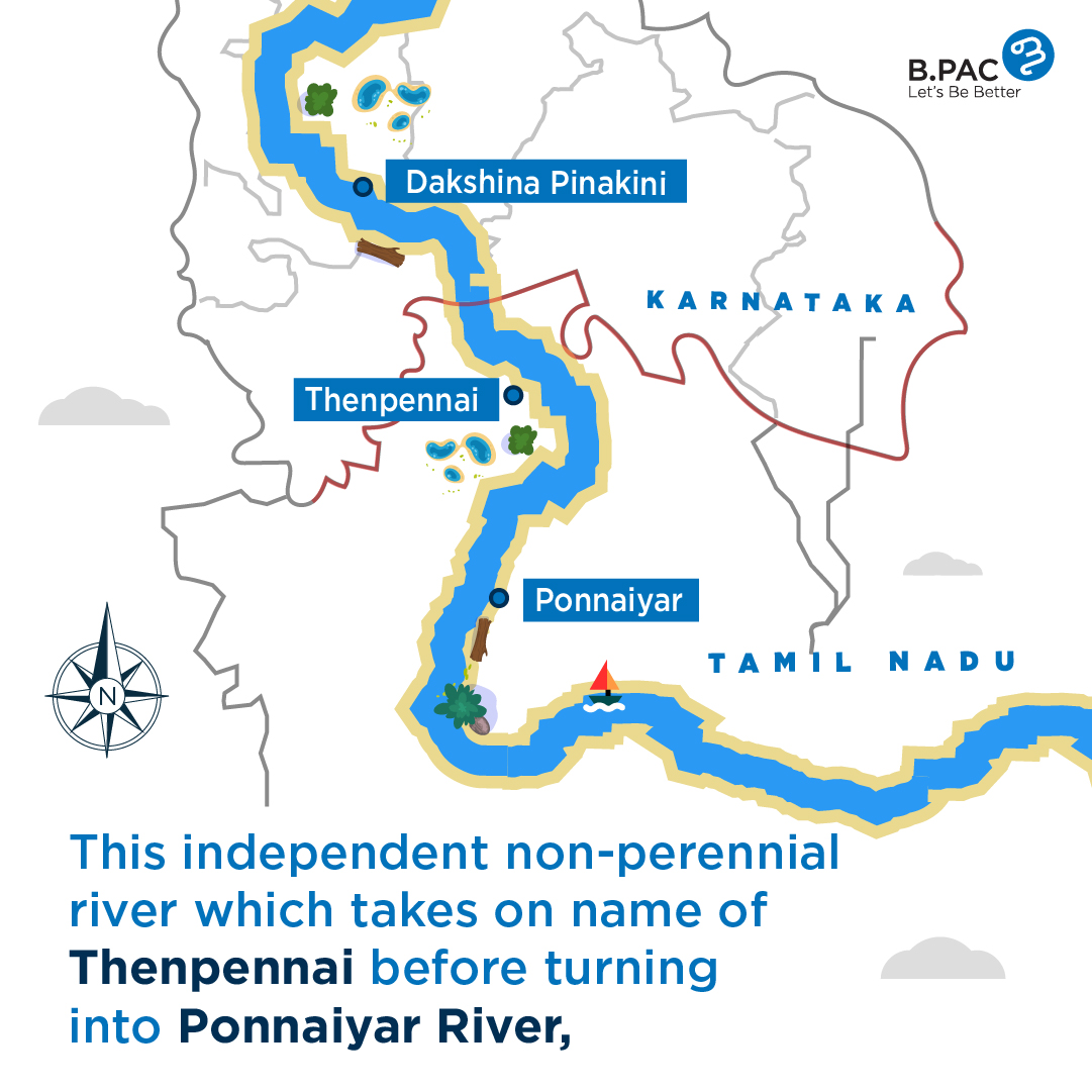 BPACofficial's tweet photo. From Nandi Hills to the Bay of Bengal, meet Dakshina Pinakini, the river with many names! Once surrounded by lush temples and Sangam poetry, it's now battling industrial pollution. Did you know it's an independent river with no tributaries? Share your thoughts! #RiversofBengaluru https://t.co/mlm2SeJ1S1