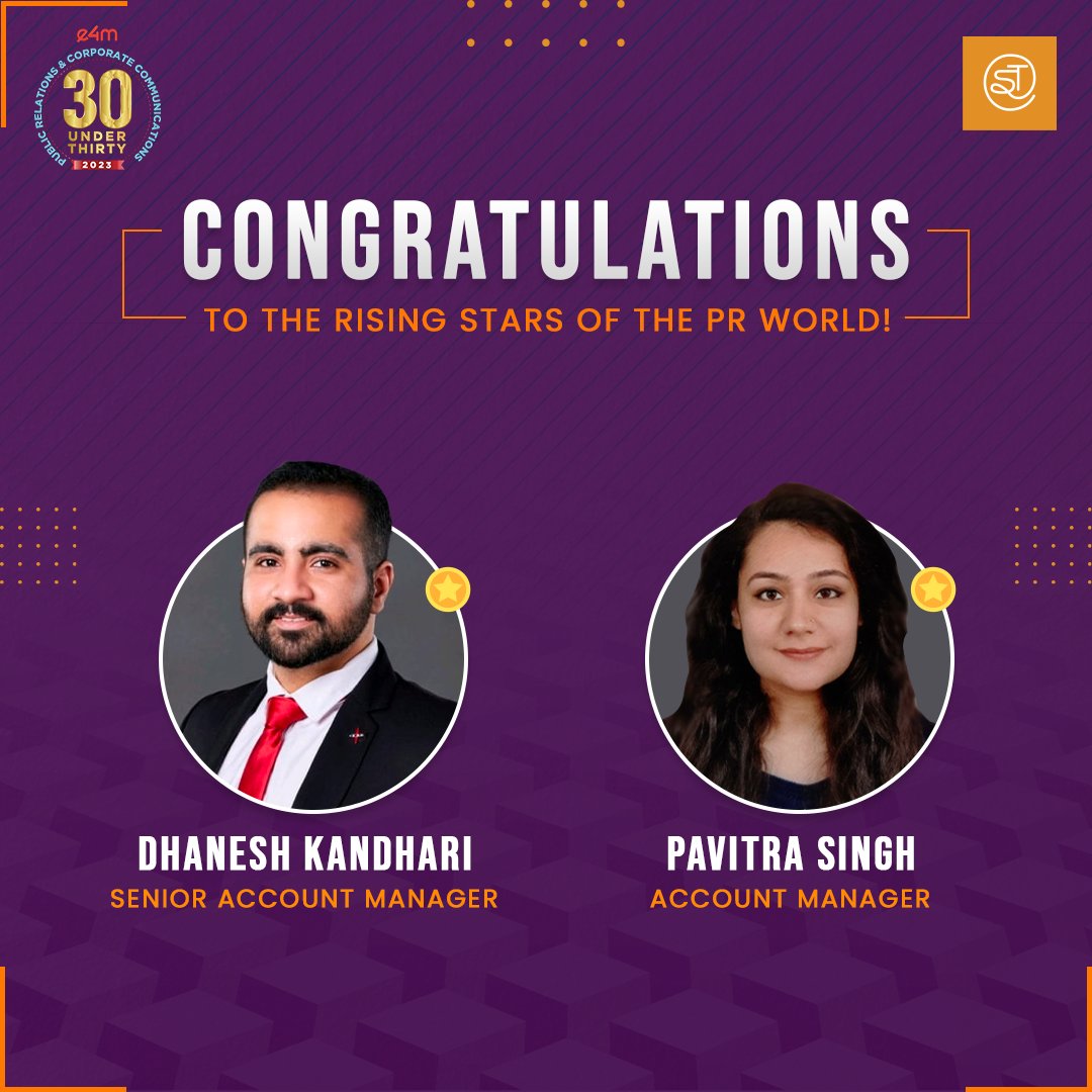 Turning dreams into reality. Congratulations to the #30Under30 Summit winners Dhanesh and Pavitra! #PR #Awards #30Under30 #employeesofadfactorspr