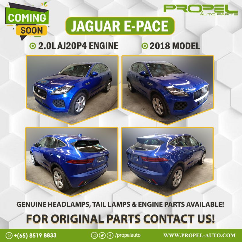 propelauto's tweet photo. Jaguar E-Pace 2.0 2018' Car will arrive soon at #PropelAuto 

Drop your message to Grab Spares for your car👇😎

#Jaguar #Epace #2LEngine #SingaporeCars #ExportCars #EpaceSpares #JaguarSparesinSingapore #JaguarSpareParts #SingaporeWorkshop #jaguarrepairs #Marketing #Sales #Grab https://t.co/67nOaiFQJ4