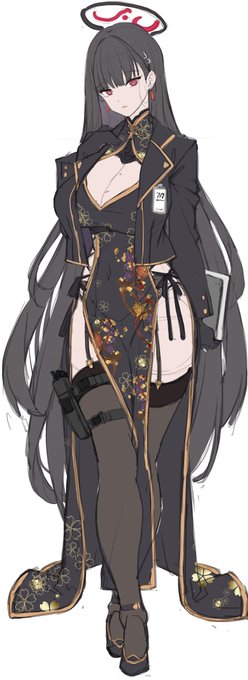 チャイナドレスRリオ下描き、アクリルスタンドにする予定です。

 #ブルアカ 