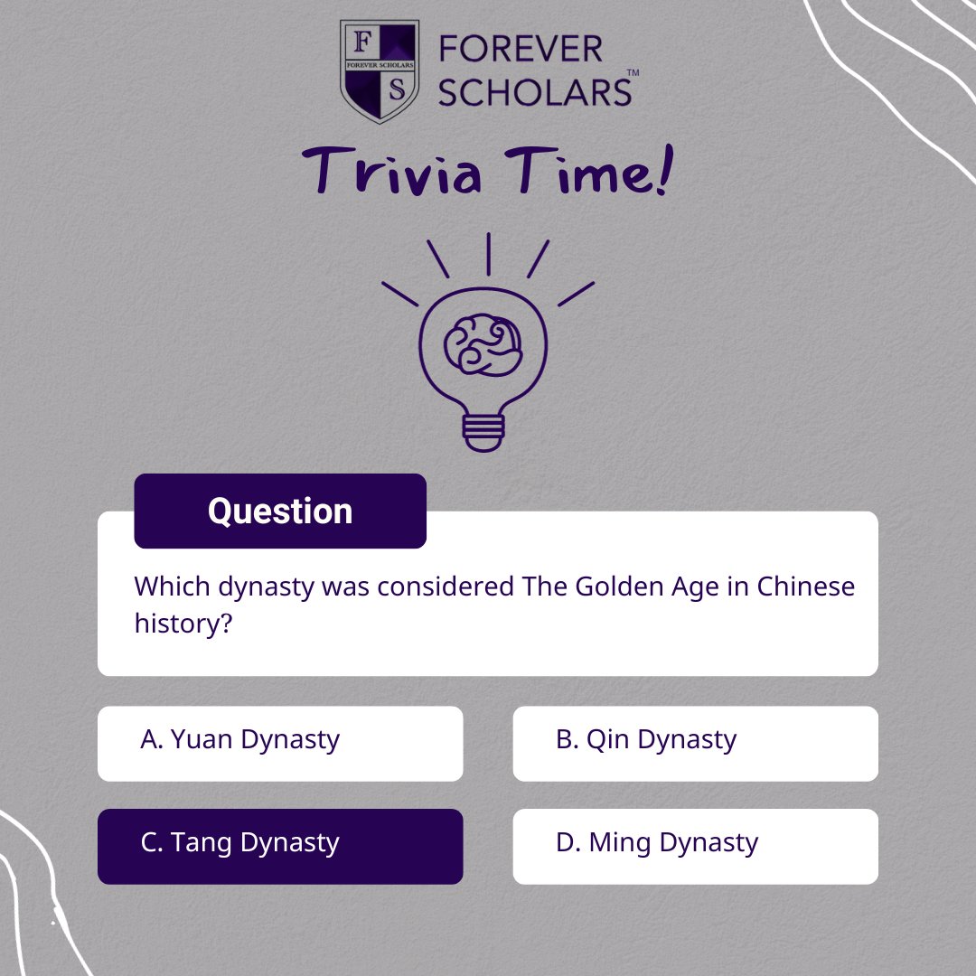 ForeverScholars's tweet image. #TriviaTuesdayAnswer #Trivia

The Tang Dynasty, a golden age of Chinese arts and culture. In power from 618 to 906 A.D., Tang China attracted an international reputation that spilled out of its cities and, through the practice of Buddhism, spread its culture across much of Asia.