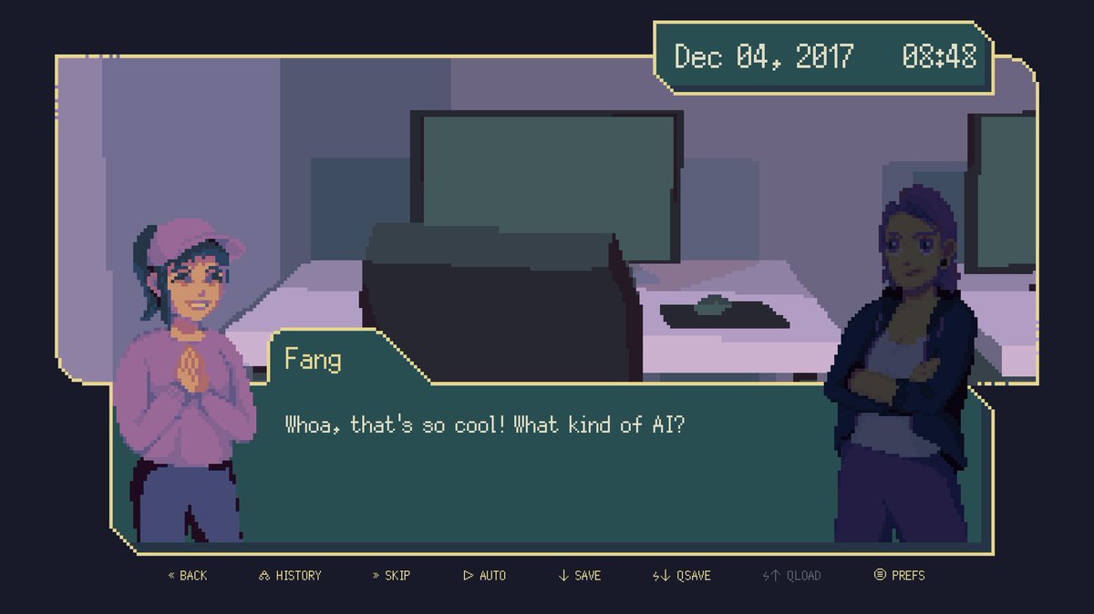 cross_couloir's tweet photo. Been a long time coming, but my first full length solo-developed VN, Lamprey, is out now on @itchio ! It's completely free, link in the thread! #visualnovel #indiegames #indiedev https://t.co/WANCfndFU4