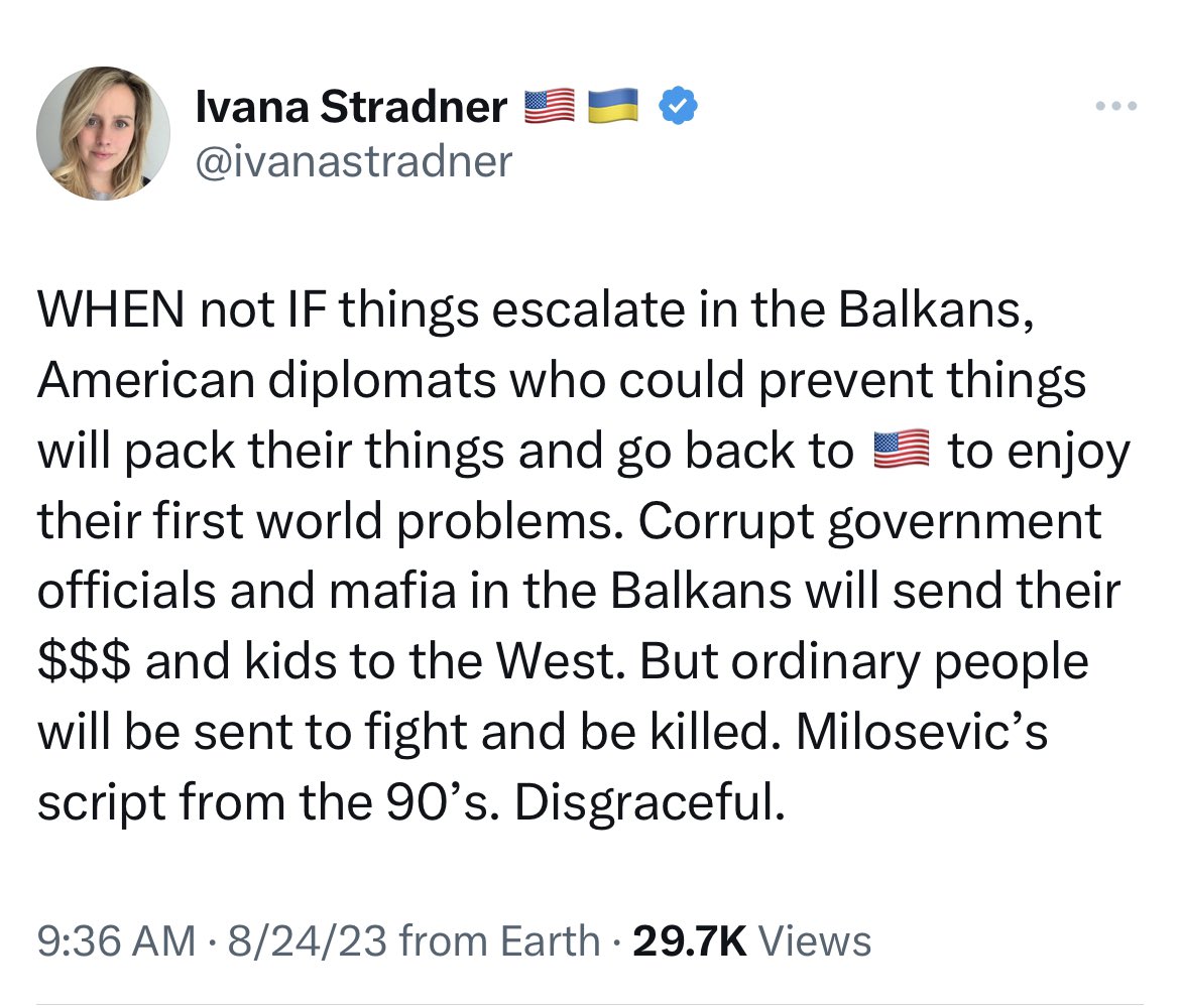 Watch the situation in Kosovo… no matter what happy fairytales Western diplomats tell you, things will get worse in the Balkans.