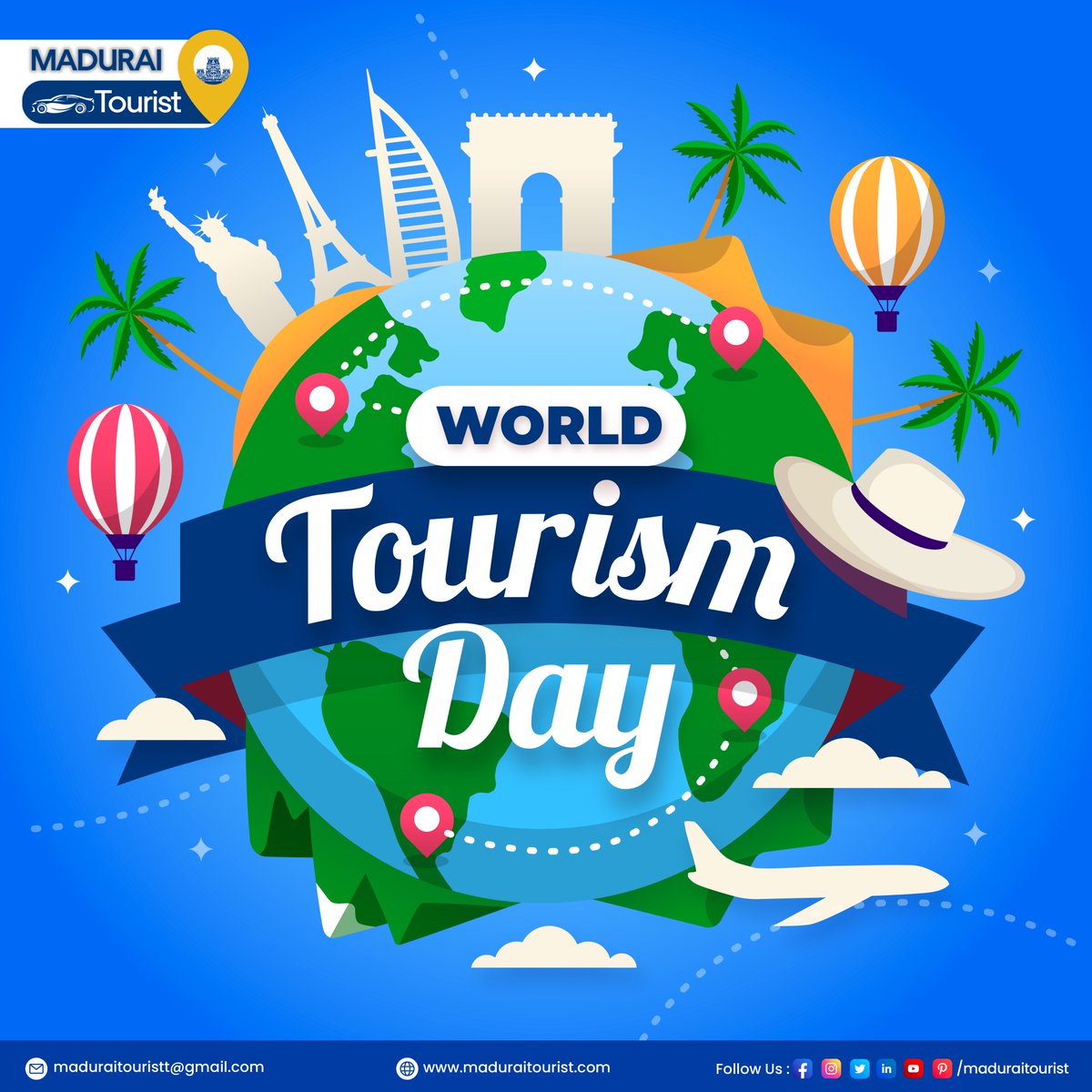 ✈️ Traveling opens your heart, broadens your mind, and fills your soul with unforgettable experiences. Happy World Tourism Day! 🌍🗺 #maduraitourist #letsconnect #WorldTourismDay2023 #TravelAdventures #CulturalExploration #ExploreTheWorld #Wanderlust2023 #TourismIndustry