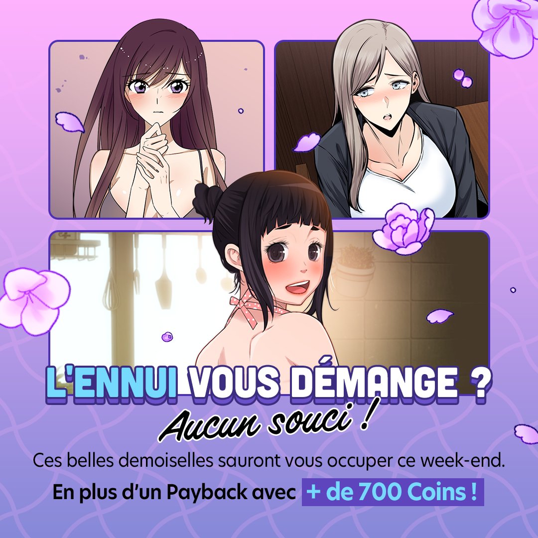 DelitoonX's tweet photo. 🤷‍♀️L'ennui vous démange ? 🙆‍♀️Aucun souci !

🤑Un moment torride pour un payback de 20%
💰Jusqu’à + de 750 Coins !

#delitoonx #delitoon #delitoonfr #francaise #hentai  #webtoon18 #manhwaaulte #manhwa18 #animation #manhwa18 #adulte #manhwaadulte #manga18  #hentaianime #bd #harem https://t.co/xpFTjN0HHQ