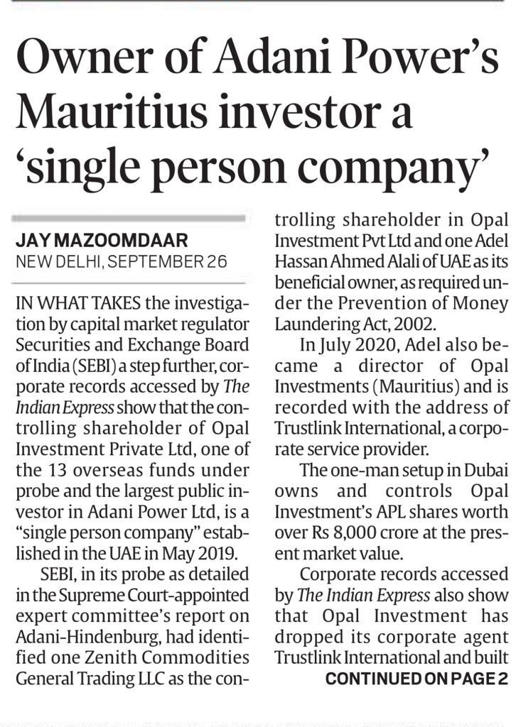 MahuaMoitra's tweet photo. Clear evidence of Benami holdings &amp;  money laundering. How can 1 person company be Foreign Portfolio Holding? @dir_ED can attach Rajiv Saxena’s Dubai villa in Agusta Westland scam, but has blinkers on for @BJP4India favourite. Incredible efforts to take NO action by @SEBI_India https://t.co/cRAOw4xYr6