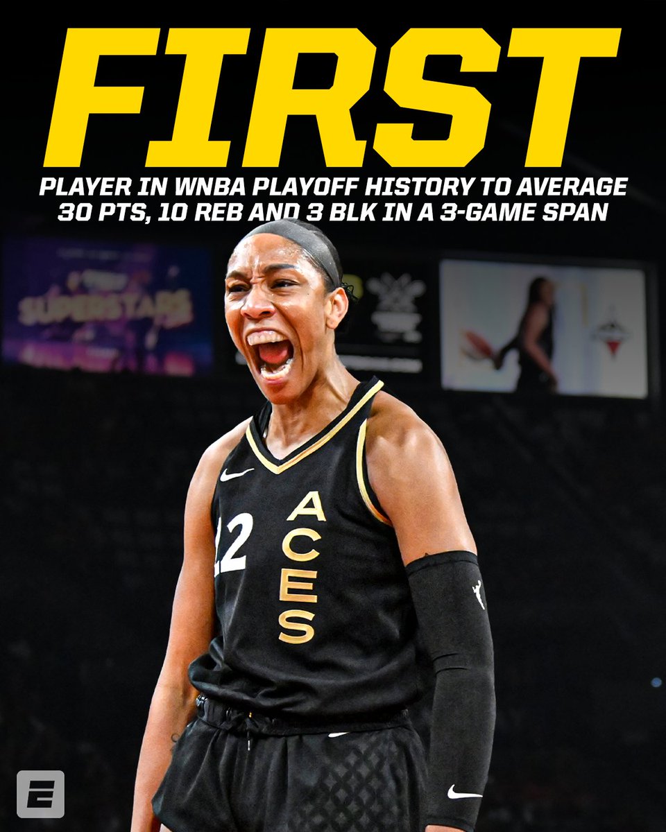A historic playoff stretch for A'ja Wilson 💪

<a href="/_ajawilson22/">A'ja Wilson</a> | <a href="/LVAces/">Las Vegas Aces</a>