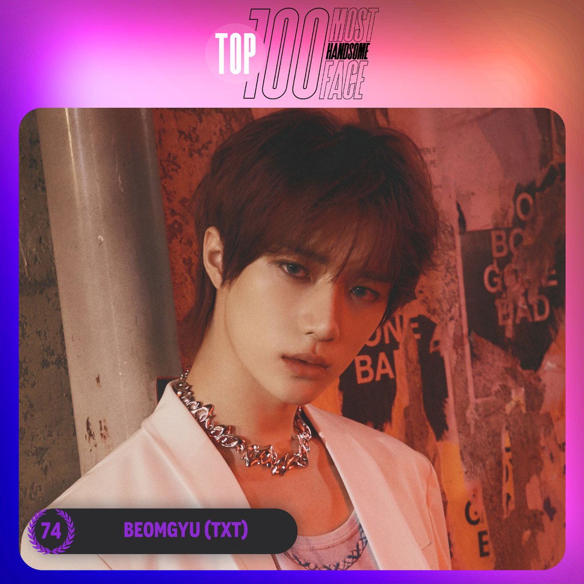 TOP100KPOP's tweet photo. TOP 100 – Most Handsome Faces Of K-POP in 2023

#74 BEOMGYU (#TXT)

Congratulations! 🎉 https://t.co/A2bszlBQvK