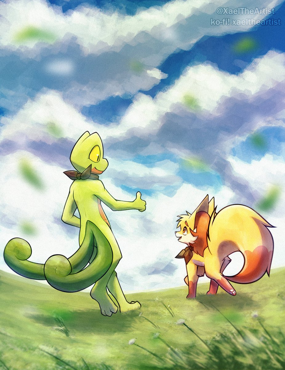 I wanted to draw something for <a href="/teeterglance/">Teeter (Drawing PMD-The Rogue Team!)</a>  for a long time and I finally got myself down to draw this!

It features Erin and Tabor from her comic "PMD: The Rogue Team"

Please check her work, it's so good!