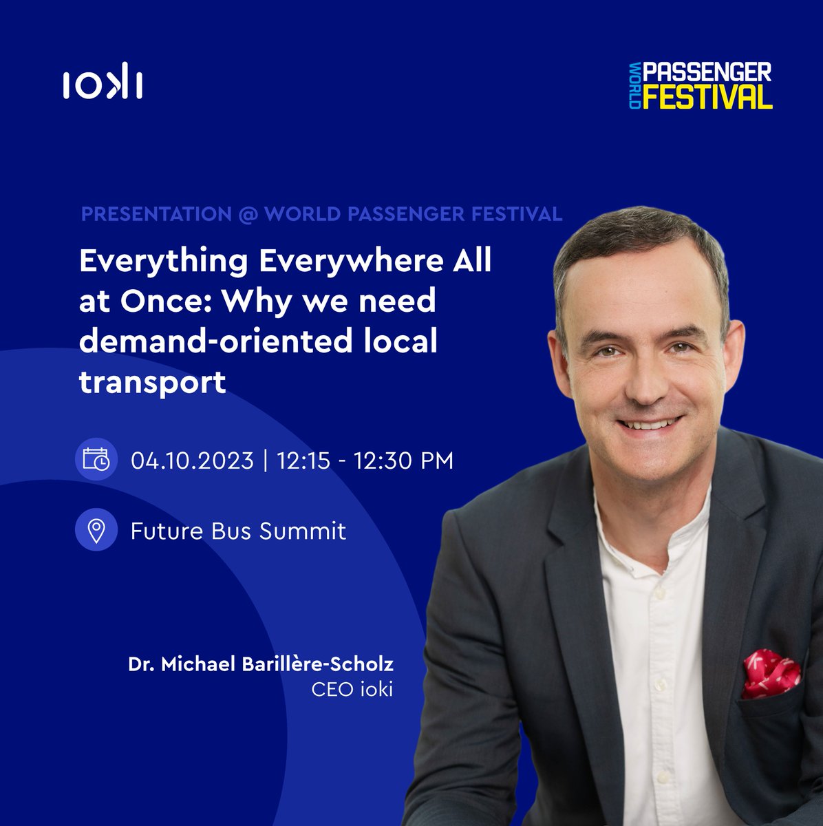 We are attending the @PassengerFest 🥳 This year's #PassengerFest will take place at the Messe Wien from 04.-05.10.2023! 📍Meet us at booth N° 82 🎤Catch our CEO @mibascho at the Future Bus Summit talking about why we need #demandresponsivetransport 👉fcld.ly/x84759h