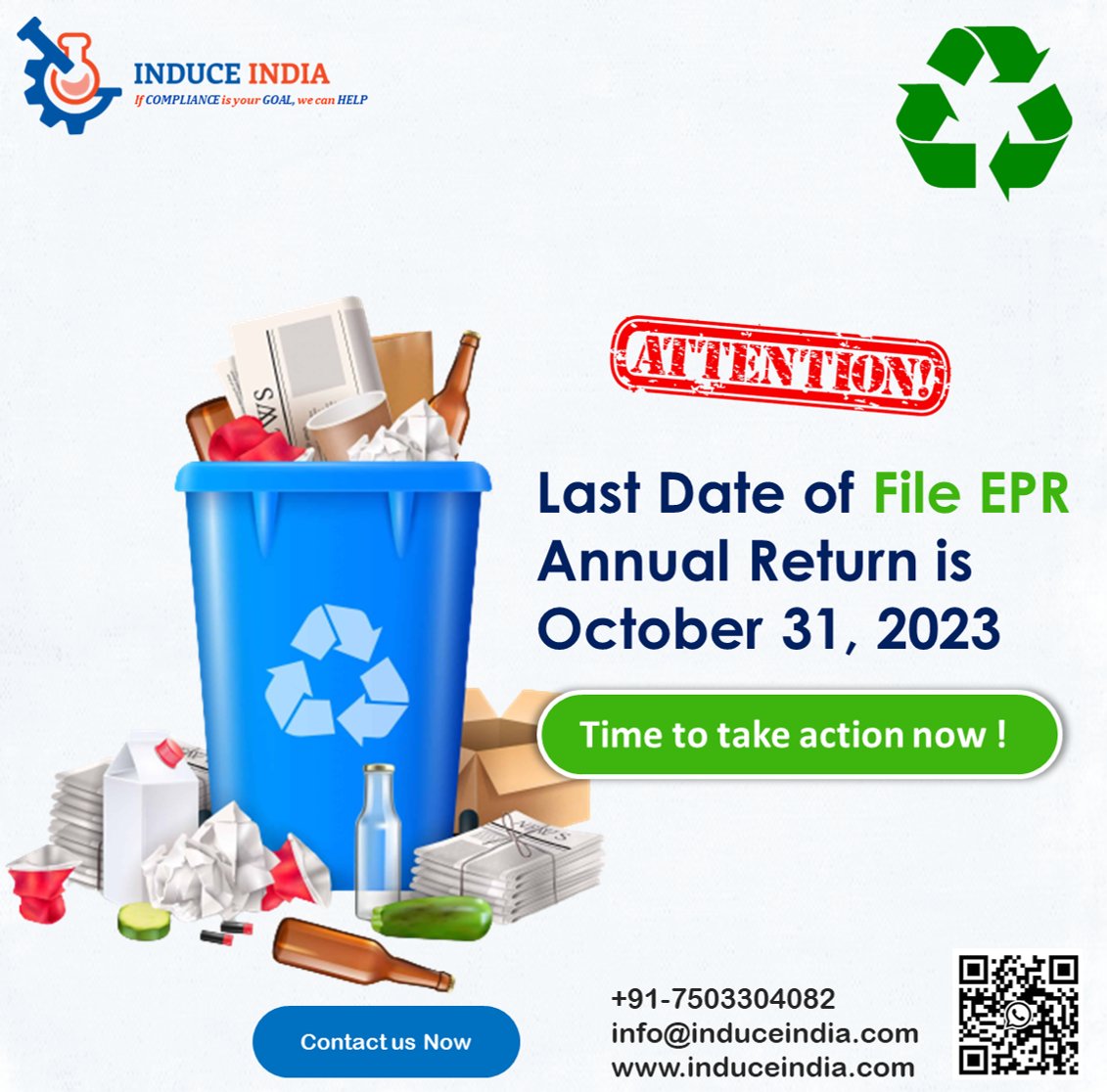 Ministry of #Environment, #Forest and #Climate Change (MoEFCC), Govt. of India notified an amendment to Plastic Waste Management (PWM) as per which the last of filing returns has been extended up to October 31, 2023.

#eprcertification #epr #plasticwaste #ewaste #SwachhBharat