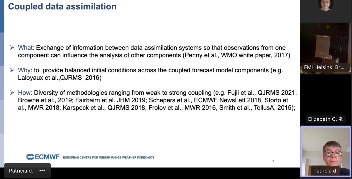 gpbalsamo's tweet photo. IESWG-5 session on #Land #DataAssimilation hosted 3 excellent talks from @DWD_presse @GernotGeppert, @Metoffice Samantha Pullen and @ECMWF @PRosnay reviewing #LDAS state-of-the-art & the requirements/priorities of these global systems moving towards more #CoupledDataAssimilation https://t.co/yb7EOuy4Lp