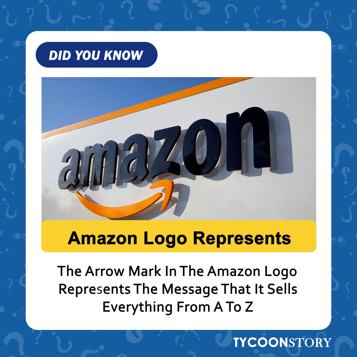 TycoonStoryCo's tweet photo. #DidYouKnow 

#AmazonLogo #interestingfacts #AtoZShopping #CustomerSatisfaction #EcommerceIcon #branding #Identity #DigitalRetail #Marketplace @amazon https://t.co/SYBVUN1QBd