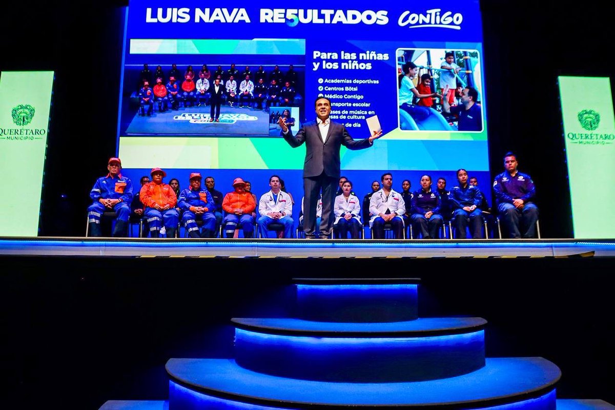 LuisBNava's tweet photo. Hoy presentamos a las familias de Querétaro los #ResultadosContigo de este quinto año de trabajo. Lo que hace 5 años parecía un sueño lejano, hoy es una realidad.
Me refiero a la primera Universidad de las Mujeres en el país, a las miles de consultas que llevamos con Médico Contigo, a cada programa que mejora la vida de los queretanos. 
Todo mi equipo y un servidor seguiremos este rumbo, de la mano de las familias.