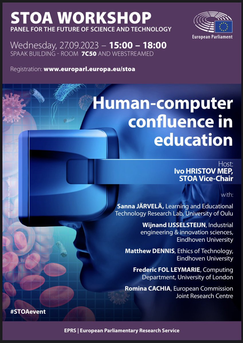 mtwjmsdns's tweet image. Thrilled to be presenting at @Europarl_EN @EP_ScienceTech today. I&apos;ll be discussing how VR can improve human empathy and expand our moral imagination. The panel (with @Psych_Tech @TUeindhoven @esdit_nl is free and will be live streamed. Register here: europarl.europa.eu/stoa/en/events… 🇪🇺🇳🇱