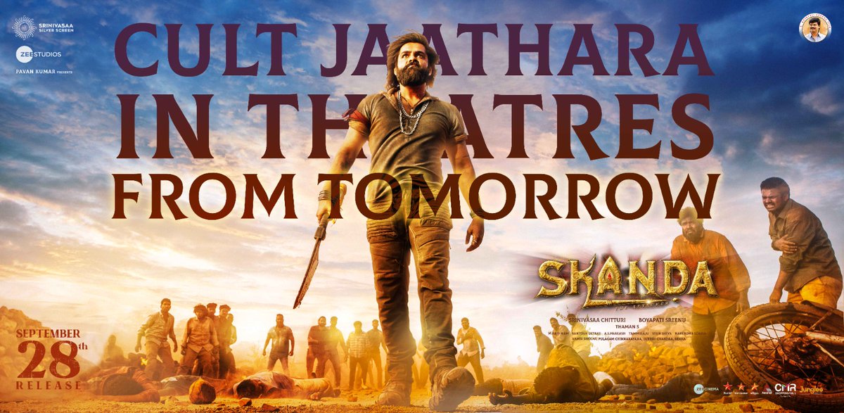 KaviNanda6's tweet photo. Can't wait to watch the movie super excited for tomorrow 🔥

#Cultjaathara
#SkandaFromTomorrow 💥
@ramsayz ❤️ https://t.co/0Tb80jWp2J