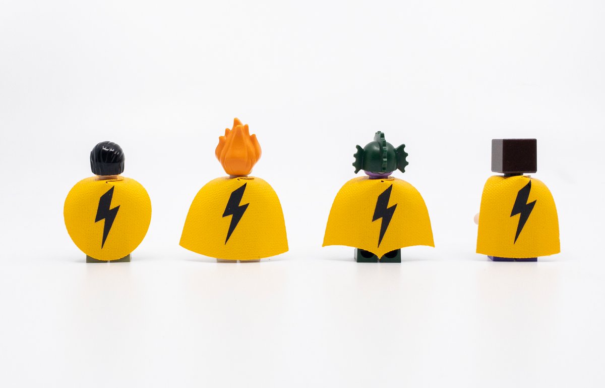 NEW. Hero capes packs.  Capes emblemed with hero icons. ICE, BOLT, CROSSED SWORDS, CROSS 
etsy.com/uk/shop/Minith…