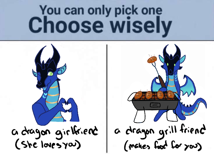 You can only choose one 🫵

Some sillies between commissions :3

#furry #furryart #furryartist #dragon #dragonart #dragonartist #dragonfurry #wingsoffire #wof #skywing