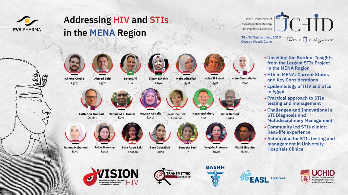 Happy be part of @UCHID_eg STIs Workshop, experts from all over the Mena region in collaboration. Thank you @BASHH_UK for the endorsement and for @suneeta_soni_ for the updates and innovations. Join here: 28th Sep, 5-8 pm, Hall B, Cairo time uchid.net/live-stream/#I… #hivtwitter