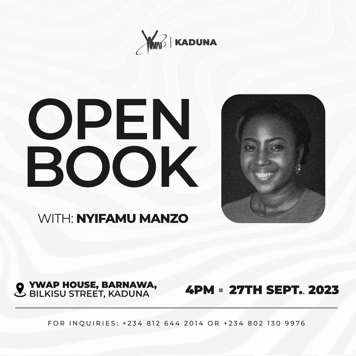 YWAPkad's tweet photo. Join us today on a special edition of open book with @nyifamumanzo 

Need directions? Send a DM. https://t.co/qPwaljvlLR