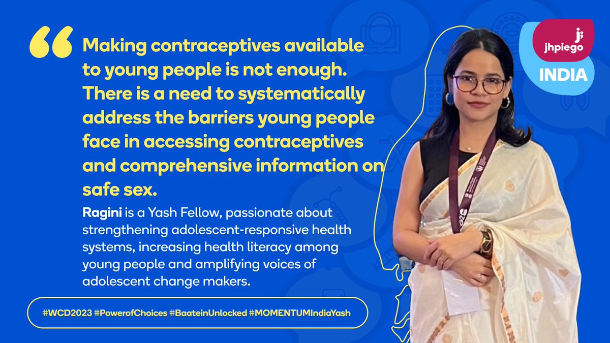 #WorldContraceptionDay  
Meet Ragini, a #YashFellow at @USAID_MOMENTUM. She is passionate about strengthening #adolescentresponsive health systems, increasing health literacy among #youngpeople, and amplifying the voices of adolescent change makers.
#MOMENTUMIndiaYash #WCD2023